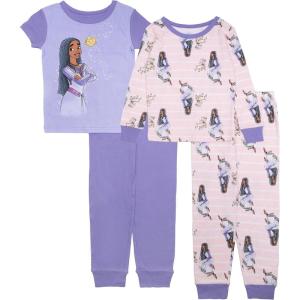 imageDisney Girls 4Piece Snugfit Cotton Pajama Set Soft ampamp Cute for KidsMore More Wish
