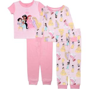 imageDisney Girls 4Piece Snugfit Cotton Pajama Set Soft ampamp Cute for KidsMore Than Royal
