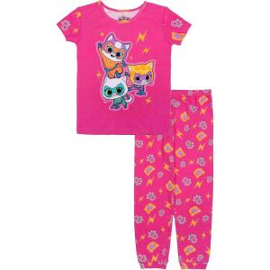 imageDisney girls 2piece Snugfit Cotton Holiday Pajama Set Soft ampamp Cute for KidsGo Super Kitties