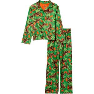 imageJurassic World Boys 2Piece Loosefit Button Down Pajama Set Soft ampamp Cute for KidsRex Roars