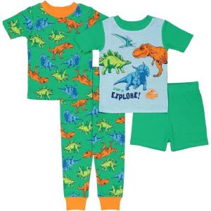 imageJurassic World boys 4piece Snugfit Cotton Pajama Set Soft ampamp Cute for KidsDino Explorer