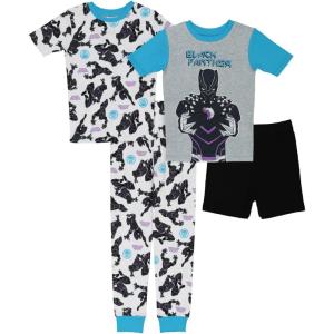 imageMarvel Boys 4Piece Snugfit Cotton Superhero Pajama Set Soft ampamp Cute for KidsWakanda Now