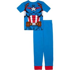 imageMarvel boys 2piece Snugfit Cotton Holiday Pajama Set Soft ampamp Cute for KidsSteve Rogers