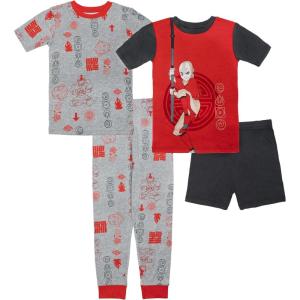 imageNickelodeon Boys 4Piece Snugfit Cotton Pajama Set Soft ampamp Cute for KidsAirbender