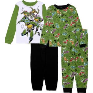 imageNickelodeon Boys 4Piece Snugfit Cotton Pajama Set Soft ampamp Cute for KidsTmnt Dudes