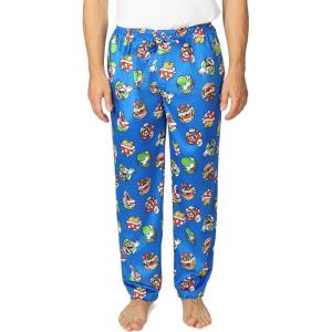 imageNintendo mens Pajama Pants Lounge Bottoms With Drawstring Ultrasoft ampamp ComfortableMario and Friends