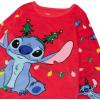imageDisney Girls 2Piece Loosefit Holiday Pajama Set Soft ampamp Cute for KidsStitch Light Up