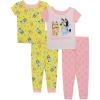 imageBluey Girls 4Piece Snugfit Cotton Pajama Set Soft ampamp Cute for KidsHappy Day