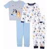 imageBluey unisexchild 4Piece Snugfit Cotton Pajama Set Soft ampamp Cute for KidsHooray Team