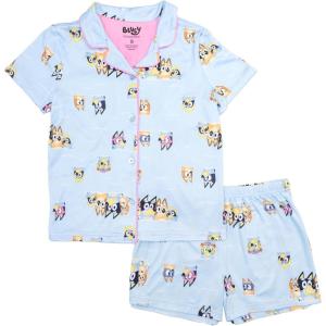 imageBluey Girls 2Piece Loosefit Button Down Pajama Set Soft ampamp Cute for KidsBluey Pool Day