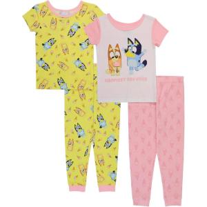imageBluey Girls 4Piece Snugfit Cotton Pajama Set Soft ampamp Cute for KidsHappy Day