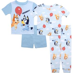 imageBluey unisexchild 4Piece Snugfit Cotton Pajama Set Soft ampamp Cute for KidsBalloon Play