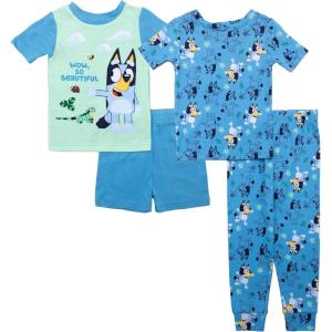 imageBluey unisexchild 4Piece Snugfit Cotton Pajama Set Soft ampamp Cute for KidsOutdoor Fun