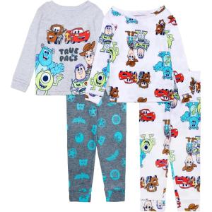 imageDisney Boys 4Piece Snugfit Cotton Pajama Set Soft ampamp Cute for Kids 12M