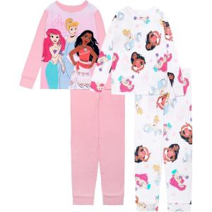 imageDisney Girls 4Piece Snugfit Cotton Pajama Set Soft ampamp Cute for KidsOnce Upon a Time