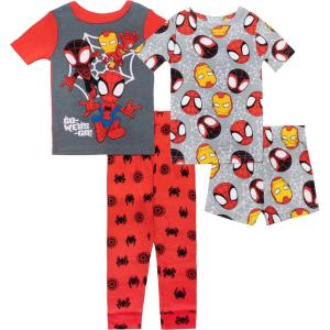 imageMarvel Boys 4Piece Snugfit Cotton Pajama Set Soft ampamp Cute for KidsGo Webs Go