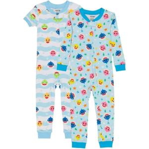 imageNickelodeon Boys Baby Shark 2Pack Footless One Piece Cotton Snugfit Pajamas Soft ampamp Cute for KidsBaby Shark