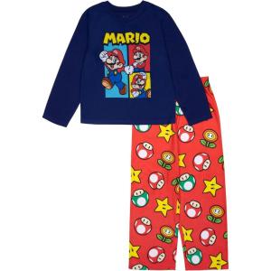 imageNintendo Boys 2Piece Loosefit Pajama Set Soft ampamp Cute for KidsMario 3poses