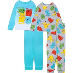 imagePokmon Boys 4Piece Snugfit Cotton Pajama Set Soft ampamp Cute for KidsPokemon Bright Silos