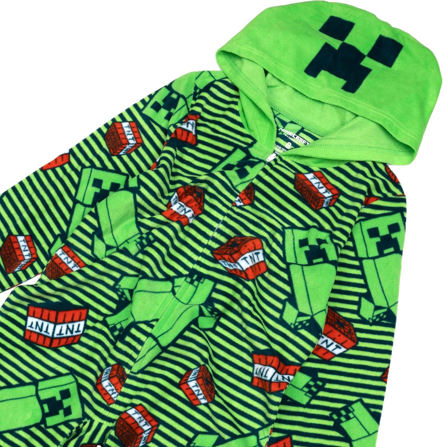 imageMinecraft Hooded Blanket Sleeper Comfortable Pajamas Soft ampamp Cute for KidsCreeper Stripes