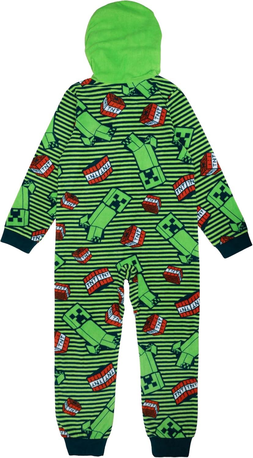imageMinecraft Hooded Blanket Sleeper Comfortable Pajamas Soft ampamp Cute for KidsCreeper Stripes