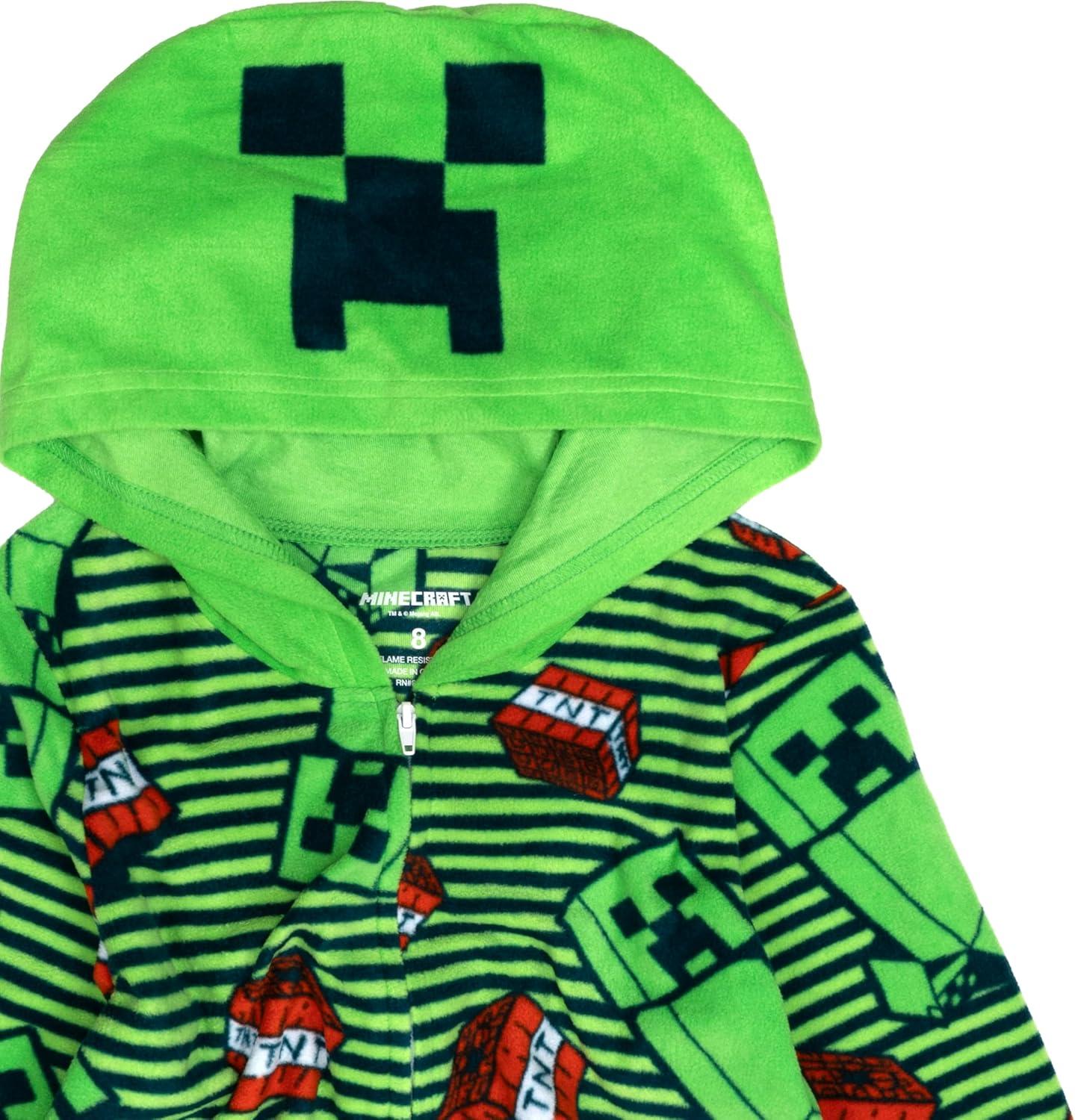 imageMinecraft Hooded Blanket Sleeper Comfortable Pajamas Soft ampamp Cute for KidsCreeper Stripes