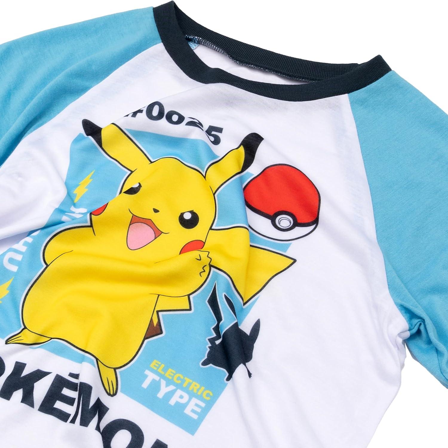 imagePokmon Boys 3Piece Loosefit Pajama Set Soft ampamp Cute for KidsElectric Type Pika