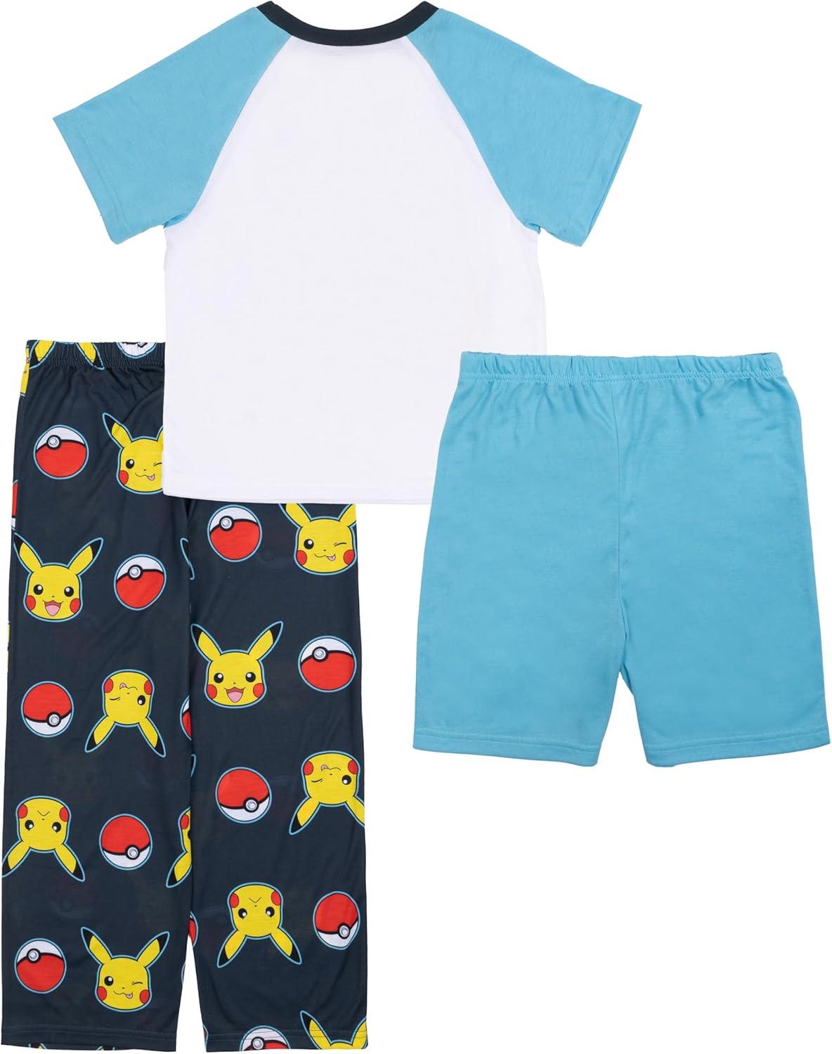 imagePokmon Boys 3Piece Loosefit Pajama Set Soft ampamp Cute for KidsElectric Type Pika