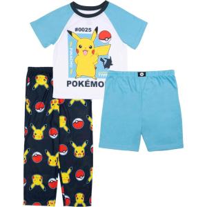 imagePokmon Boys 3Piece Loosefit Pajama Set Soft ampamp Cute for KidsElectric Type Pika