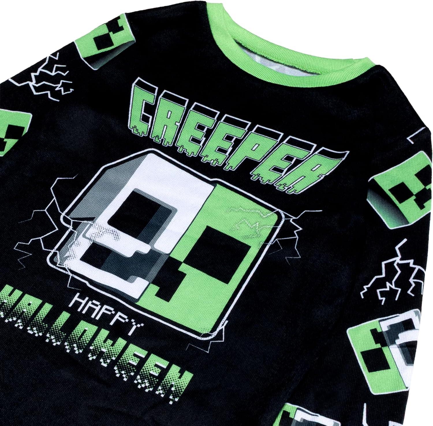 imageMinecraft Boys 2Piece Loosefit Pajama Set Soft ampamp ComfortableMinecraft Halloween