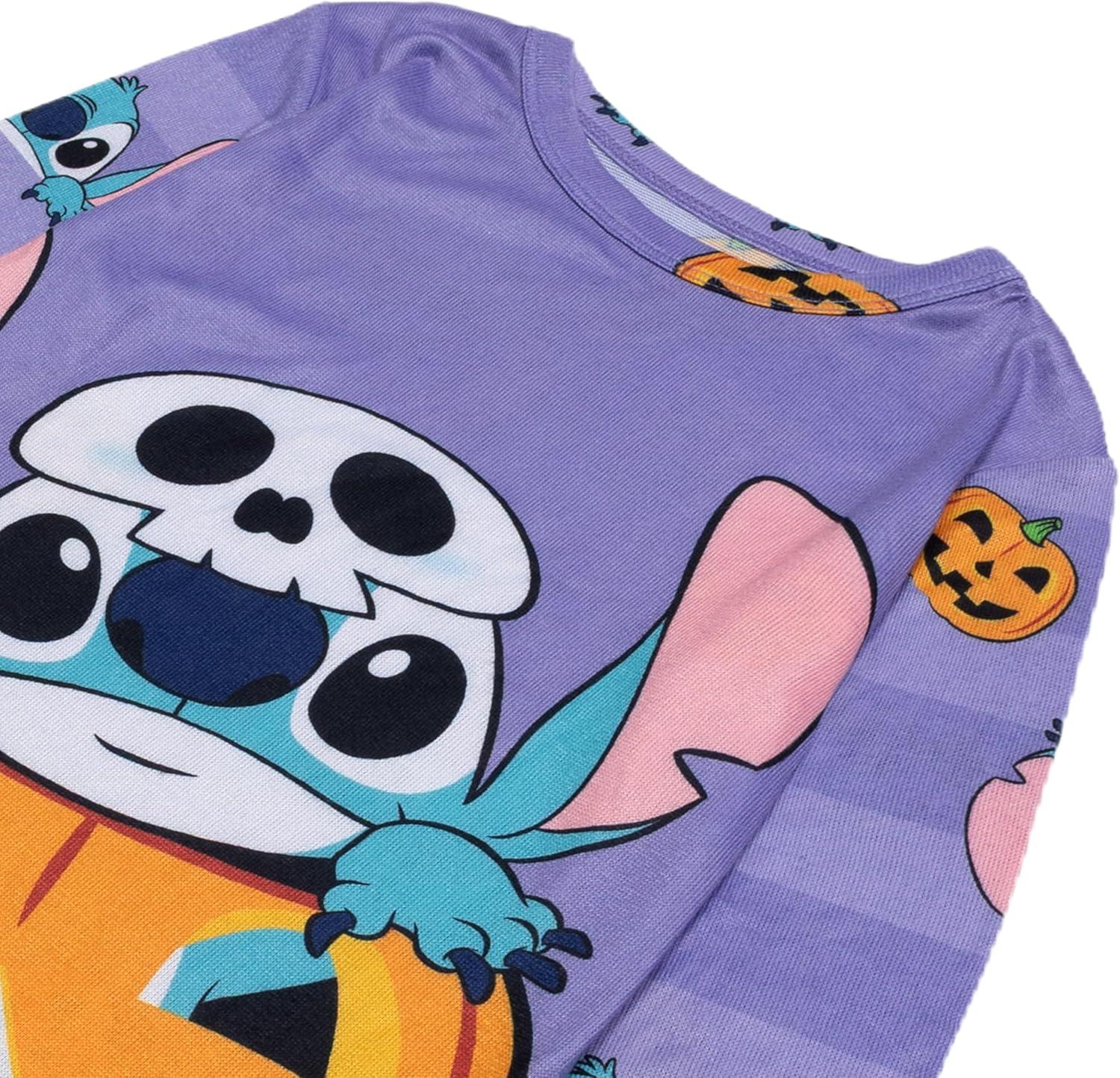 imageDisney Girls 2Piece Loosefit Holiday Pajama Set Soft ampamp Cute for KidsStitch Halloween