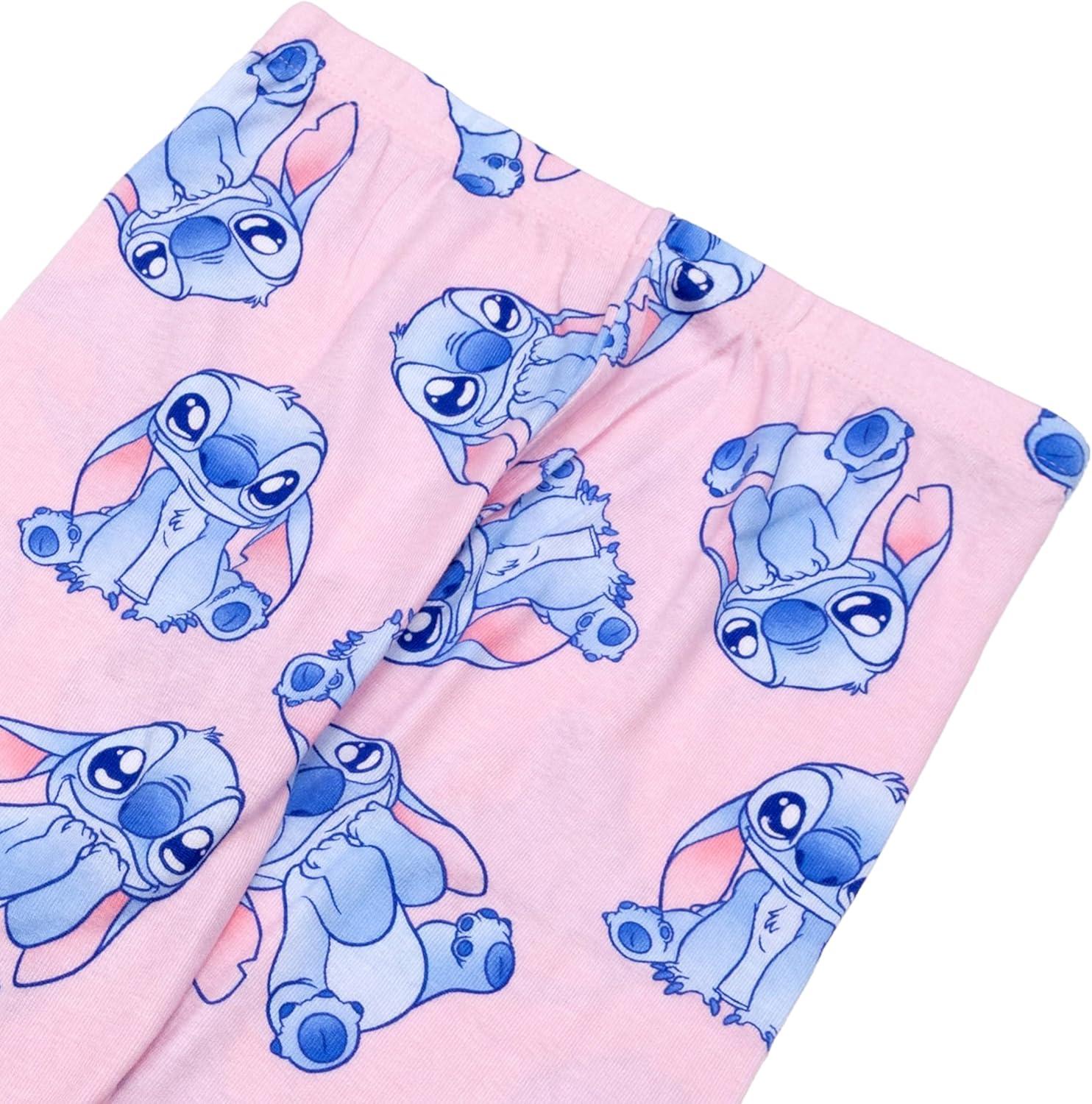 imageDisney Girls 4Piece Snugfit Cotton Pajama Set Soft ampamp Cute for KidsStitch Just Chill