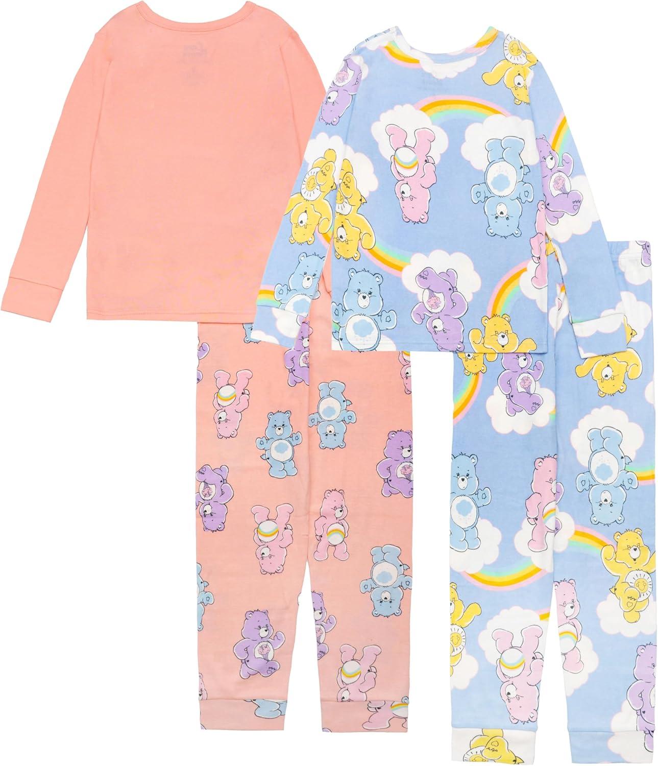imageCare Bears Girls 4Piece Snugfit Cotton Pajama Set Soft ampamp Cute for KidsBears Having Fun