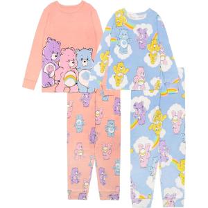imageCare Bears Girls 4Piece Snugfit Cotton Pajama Set Soft ampamp Cute for KidsBears Having Fun