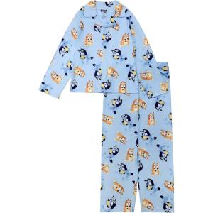 imageBluey Girls 2Piece Loosefit Button Down Pajama Set Soft ampamp Cute for KidsJumping Pals