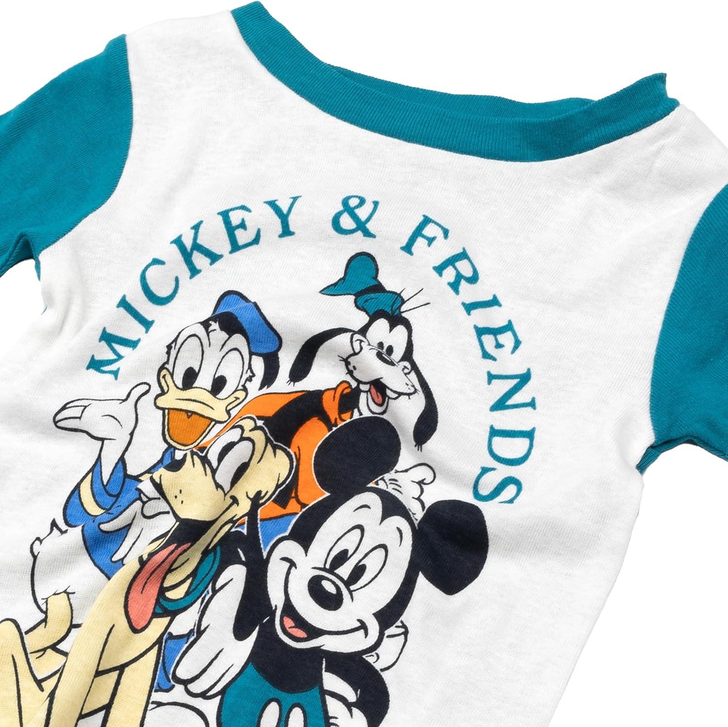 imageDisney boys 4piece Snugfit Cotton Pajama Set Soft ampamp Cute for KidsMickey and Friends