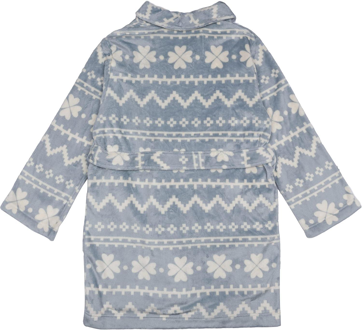 imageDearfoams Womens Plush Bathrobe Comfortable Lounge Wear for AdultsGrey Fair Isle Robe