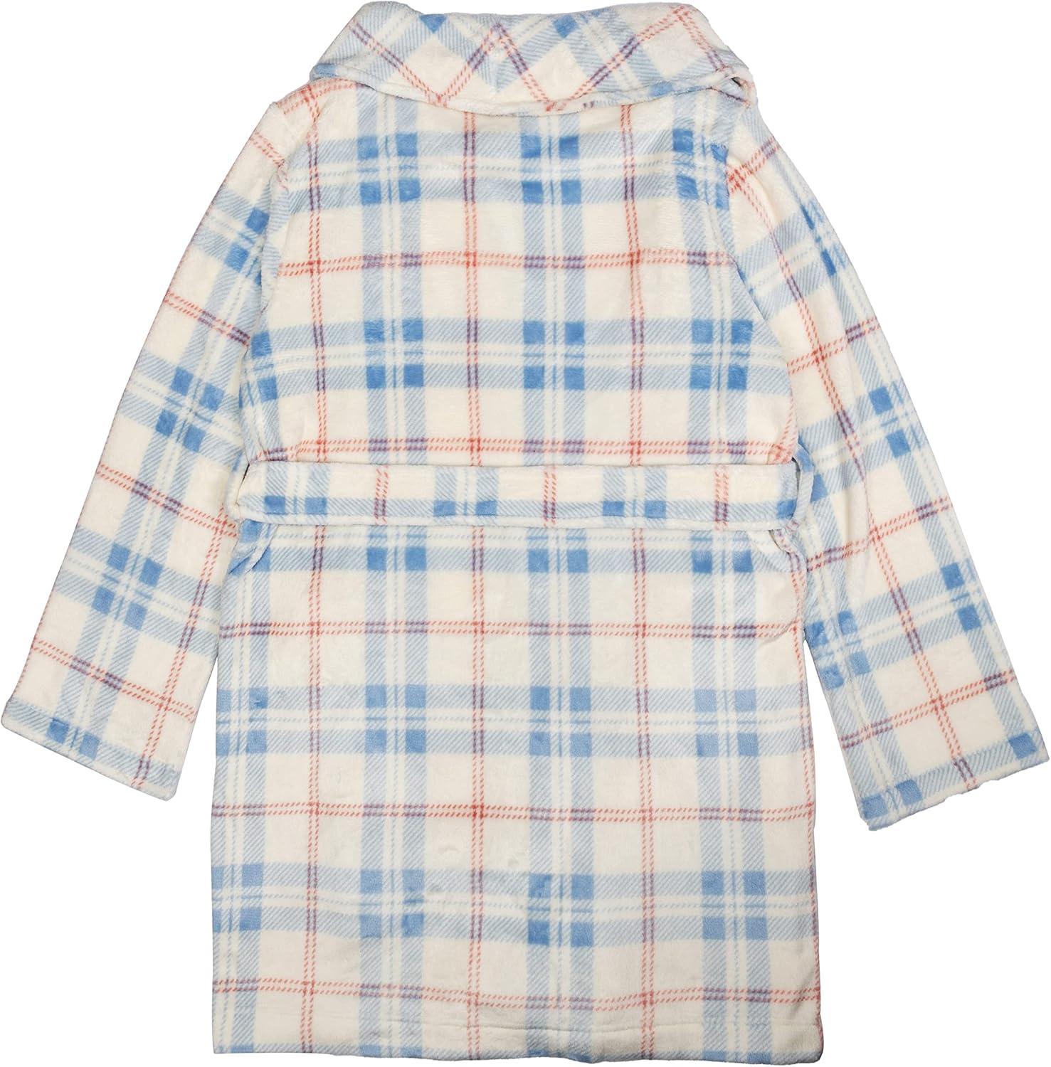 imageDearfoams womens Plush Bathrobe Comfortable Lounge Wear for AdultsPastel Plaid Robe