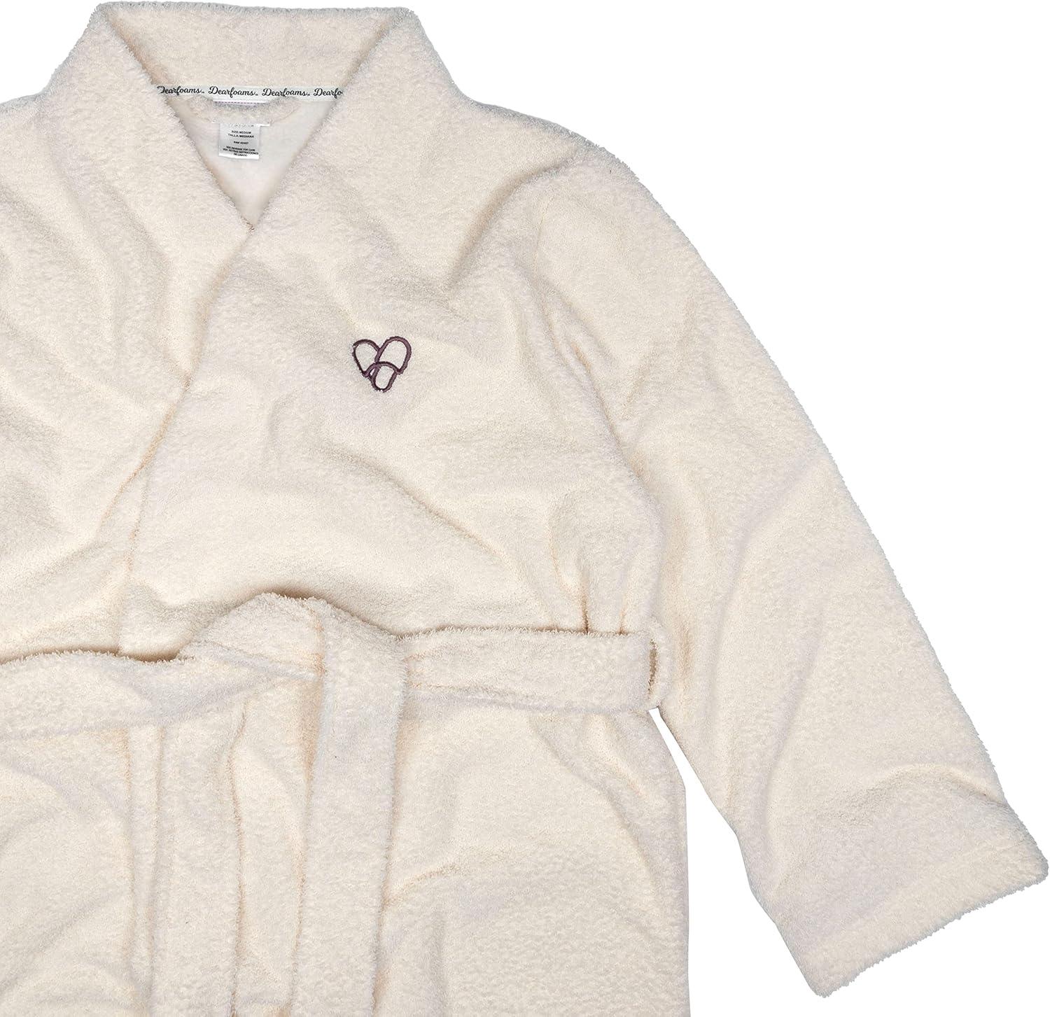 imageDearfoams womens Plush Bathrobe Comfortable Lounge Wear for AdultsTan Slipper Heart