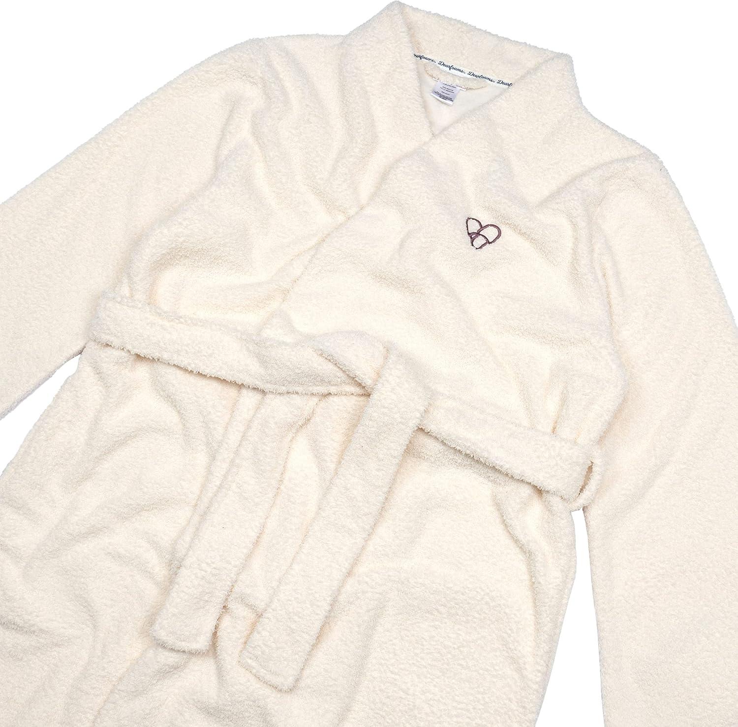 imageDearfoams womens Plush Bathrobe Comfortable Lounge Wear for AdultsTan Slipper Heart