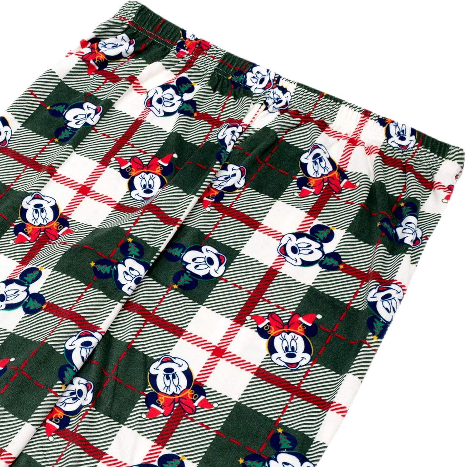 imageDisney mens 2piece Loosefit Pajama Set Soft ampamp Comfortable Holiday Nightwear for FamilyFammickey Minnie Plaid