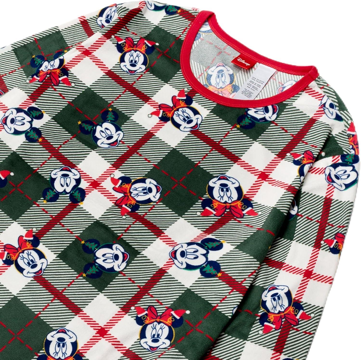 imageDisney mens 2piece Loosefit Pajama Set Soft ampamp Comfortable Holiday Nightwear for FamilyFammickey Minnie Plaid