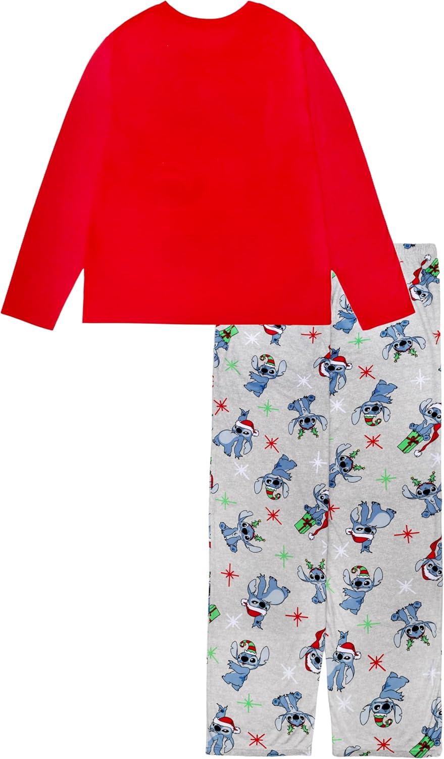 imageDisney mens 2piece Loosefit Pajama Set Soft ampamp Comfortable Holiday Nightwear for FamilyFamstitch Ho Ho Ho