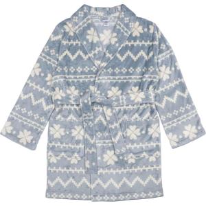 imageDearfoams Womens Plush Bathrobe Comfortable Lounge Wear for AdultsGrey Fair Isle Robe