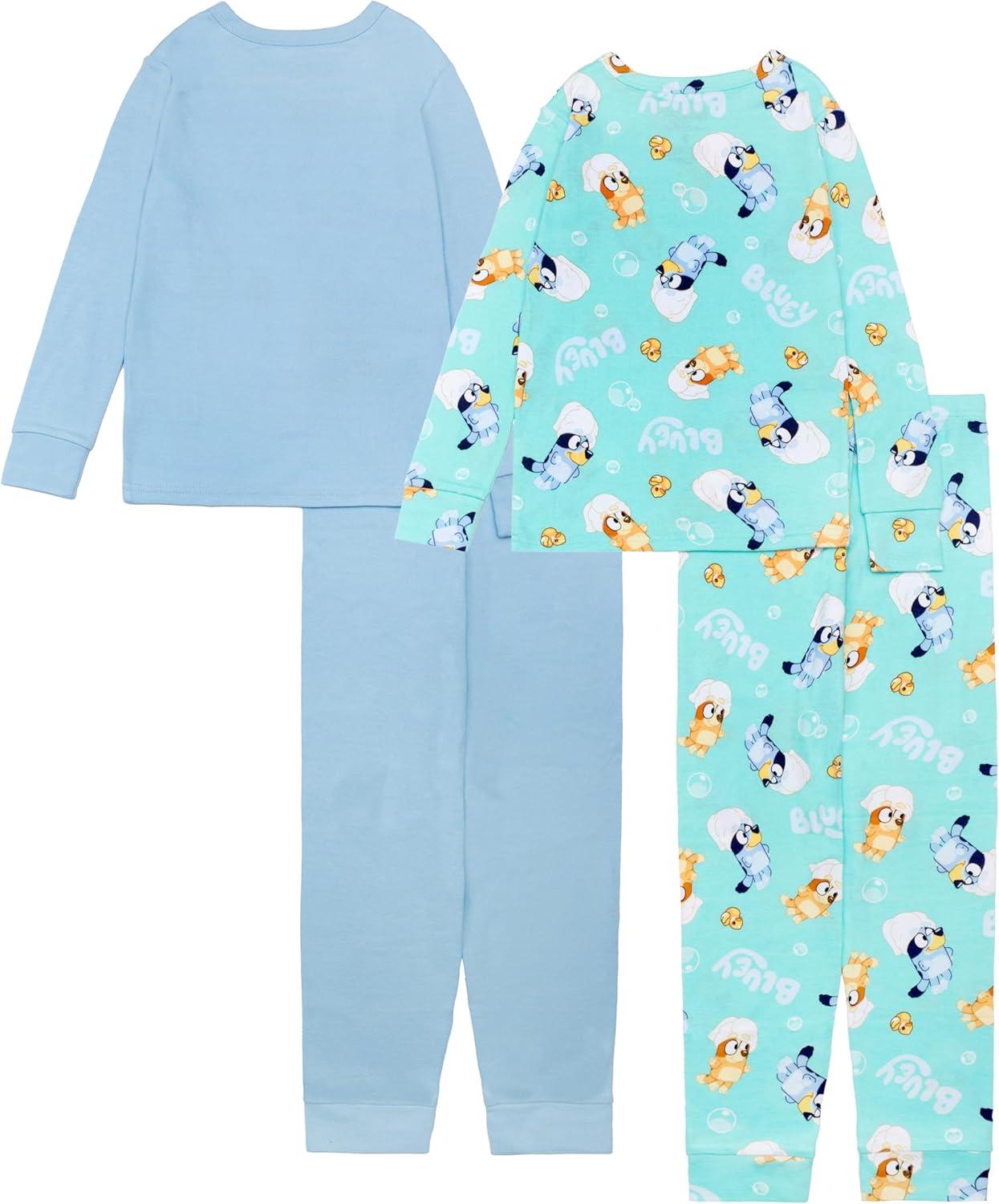 imageBluey Girls 4Piece Snugfit Cotton Pajama Set Soft ampamp Cute for KidsBluey Spa