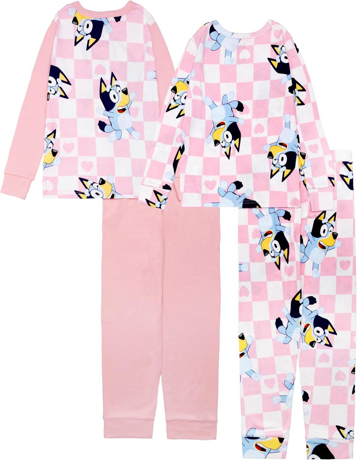 imageBluey Girls 4Piece Snugfit Cotton Pajama Set Soft ampamp Cute for KidsHi Bluey