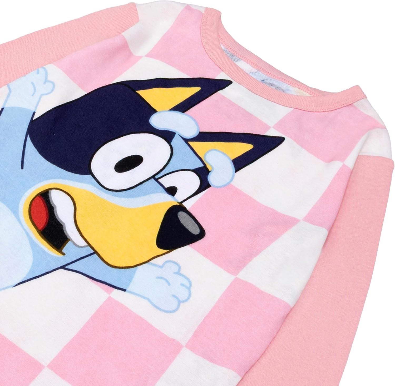 imageBluey Girls 4Piece Snugfit Cotton Pajama Set Soft ampamp Cute for KidsHi Bluey
