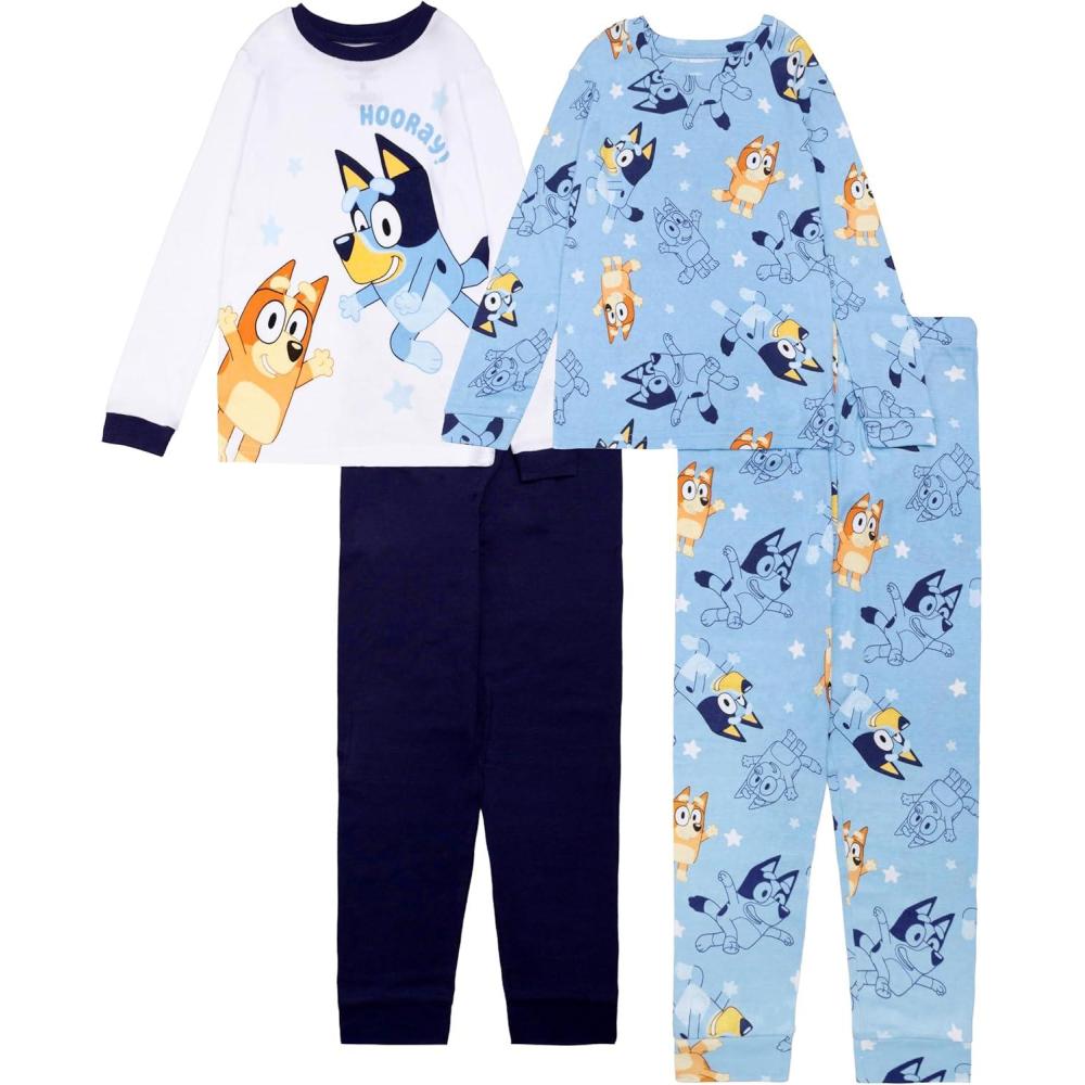 imageBluey Boys 4Piece Snugfit Cotton Pajama Set Soft ampamp Cute for KidsReach for the Stars