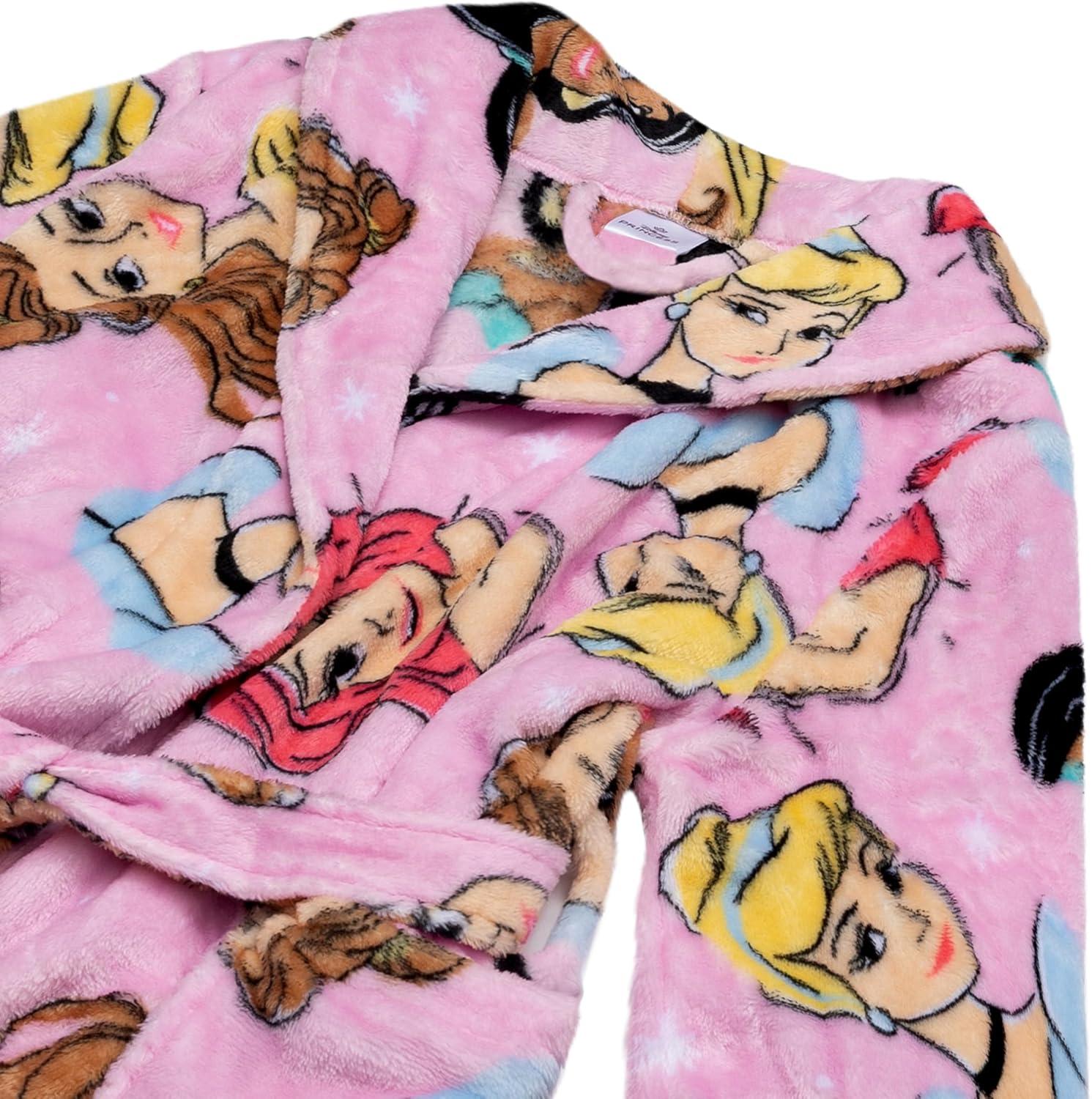 imageDisney girls 3piece Bathrobe ampamp Loosefit Pajama Set Soft ampamp Cute for KidsPrincess Crowns