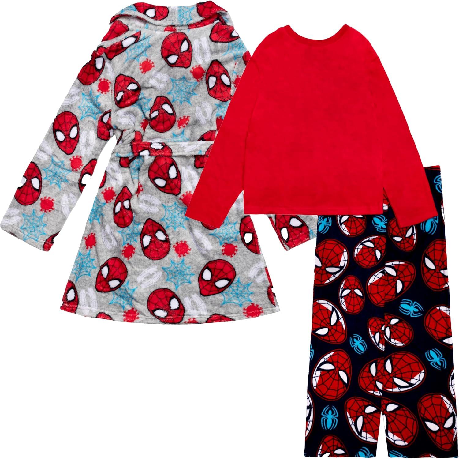 imageMarvel boys 3piece Bathrobe ampamp Loosefit Pajama Set Soft ampamp Cute for KidsSpiderman